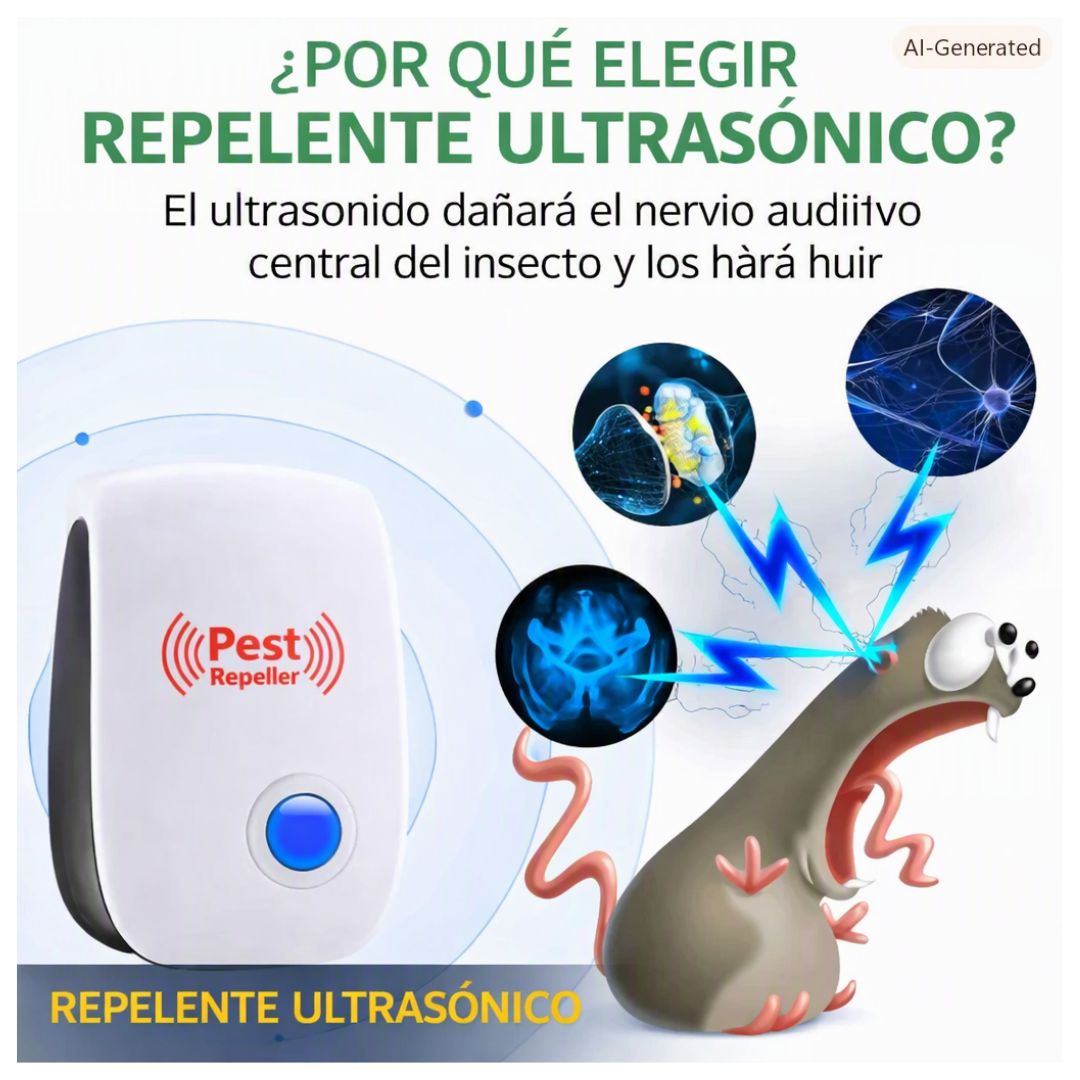 Repelente Ultrasónico de Plagas y Ratones
